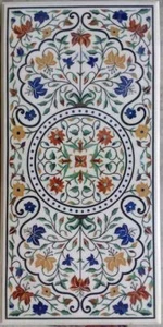 48" x 24" white Marble Inlay pietra dura semi precious stones table handmade - Picture 1 of 10