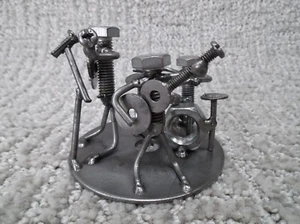 Rock Band Hand Crafted Recycled Metal Art Sculpture Figurine   - Picture 1 of 7