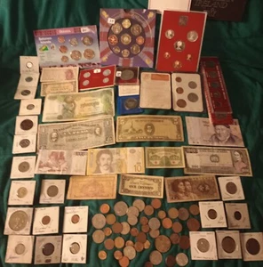Lote de más de 50 piezas de juegos de prueba extranjeros, monedas y monedas. Mira lo que obtienes $200+ - Imagen 1 de 24
