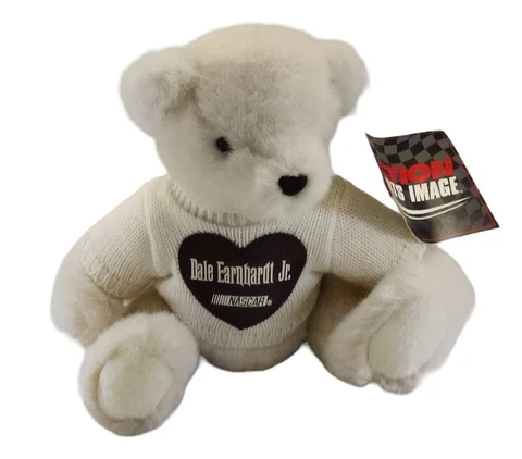 NWT 1999 ACTION SPORTS Dale Earnhardt Sr. WHITE PLUSH TEDDY BEAR Heart Sweater Cover