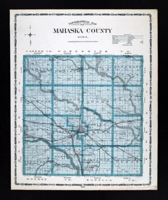 1904 Huebinger Iowa Mapa Mahaska County Oskaloosa Farol Novo Sharon Fremont IA - Imagem 1 de 4
