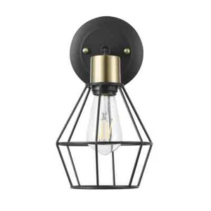 Hampton Bay Bryson 1-Light Matte Black and Brass Wall Sconce 65741 - Picture 1 of 8