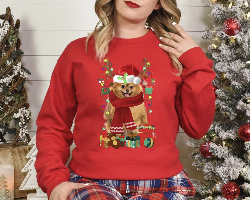 Xmas Sweatshirt Pomeranian Dog Christmas Jumper Sweater Day Stocking Filler - Image 1 of 1