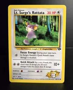 Juego de cartas coleccionables Pokémon - LT. SURGE'S RATTATA #85 - ILIMITADO - DESAFÍO DE GIMNASIO (2000) - LP/NM - Imagen 1 de 1
