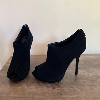 Pour La Victoire Botines Mujer Negro Peep Toe Gamuza 7.5 Foto 1 de 4