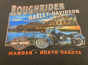 Roughrider Harley Davidson Mandan N.D. Men's Size 2XL Short Sleeve Black Shirt - Picture 1 of 7