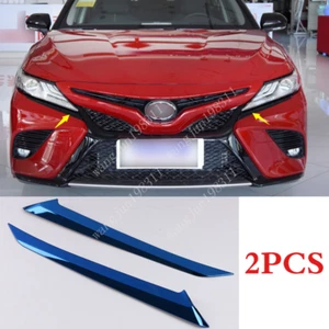 FIT For Toyota Camry 2018-2020 Front light eyebrow blue stainless steel*2PCS - Imagen 1 de 4