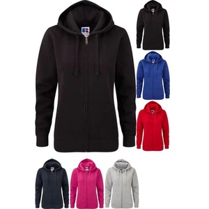 Felpa con cappuccio donna Russell autentica zip cotone colore ricco Russell - Foto 1 di 11
