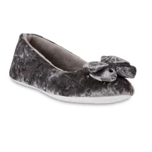 Jaclyn Smith Women's Annie Silver Gray Black Velour Ballet Style Slippers - Picture 1 of 14