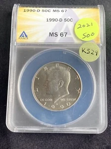 1990-D Kennedy Half Dollar MS67 ANACS K529 - Picture 1 of 2
