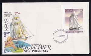 NEVIS 1980 FIRST DAY COVER WINDJAMMER SV POLYNESIA SAIL BOAT + CACHET - Picture 1 of 1