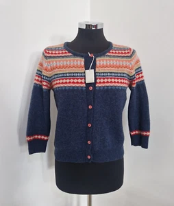 Boden fair isle cardigan size 12 cropped Christmas NEW 3/4 sleeve short wool - Picture 1 of 9
