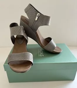 Midas Women's Unveil Steel Leather, Zip Up, Open Toe Wedge Sandals Size 39 - Picture 1 of 12
