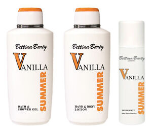 Bettina Barty Summer Vanilla  Duschgel & Bodylotion je 500 ml & Deo Spray 150 ml