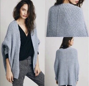 Free People Waffling Around Waffle Knit Oversized Cardigan Pullover XS  - Bild 1 von 10