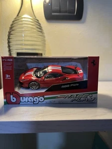 Ferrari 488 Pista Burago Modellino Auto Scala 1:43 Race + Play Rosso - Foto 1 di 4