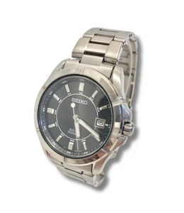 SEIKO Spirit V147-0AB0 Black Dial Solar Titanium Quartz Watch From Japan - Picture 1 of 13