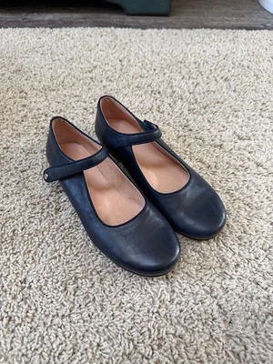 JACADI PARIS Azul Marino Niñas Cuero Liso Mary Janes 35 / EE. UU. Jr 3.5 Foto 1 de 4
