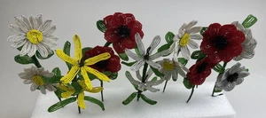 FLORES CON CUENTAS SEMILLAS FRANCESAS HECHAS A MANO DE COLECCIÓN - 7 flores - 8” a 12” de longitud - Imagen 1 de 11