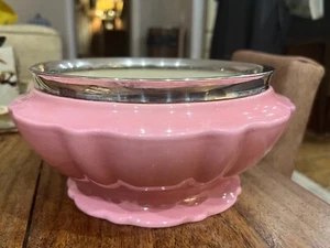 VINTAGE PINK POT BOWL ALEX CLARKE JEWELLERS SILVER PLATED RIM PARAGON CHINA - Picture 1 of 14