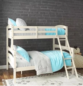 DHP Brady Wood Bunk Bed Frame, Twin Over Full, White - Picture 1 of 10