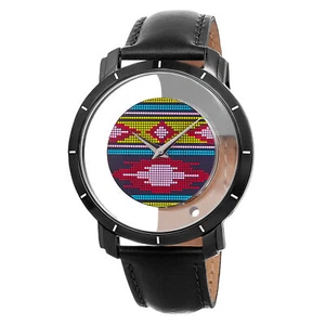 New Men's Akribos XXIV AK665XBK Swiss Retro Style Transparent Dial Leather Watch - Picture 1 of 7