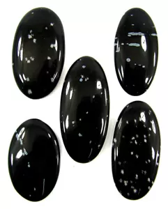 Lote de 5 piezas de cabujón de piedras preciosas de obsidiana copo de nieve natural de 155,00 quilates - 62925 - Imagen 1 de 5