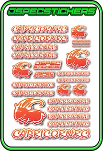 CAPRICORN RC STICKER A5 LAB 1/8 F1 1/10 TESLA ELECTRIC NITRO CAR HARD ORA RED W - Picture 1 of 9