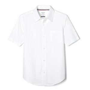 Boys' Short Sleeve Classic Poplin Dress Shirt Standard & Husky White 10 - Picture 1 of 11