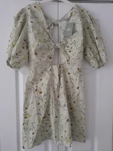 H&M Wildflower Collection Linen-blend Floral Dress 14 Bloggers Fave - Picture 1 of 3