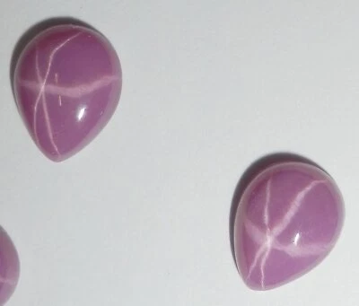 Opaque Star Ruby Pear 9x7 mm Cabochon 6 Rayed Lab-created Stone 2 pieces Lot - Image 1 of 4