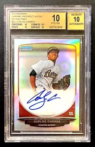 2013 Bowman Chrome Auto/Ref /500 Carlos Correa Rookie BGS 10/10 Pristine - Picture 1 of 3