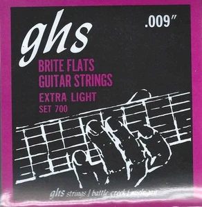 GHS 700 Brite Flats electric guitar strings, Extra Light .009-.042 - Picture 1 of 1