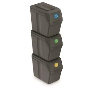 3x20l Cubos de Basura Segregación Tapas de Colores Pegatinas Sistema Reciclaje - Imagen 1 de 12