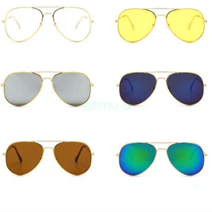 Classic Women' Men' Sunglasses UV400 Protect Double Bridge Aviators Pilot Police - Picture 1 of 23