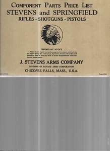 RIFLES STEVENS & SPRINGFIELD ESCOPETAS-PISTOLAS COMPONENTES LISTA DE PRECIOS 1942 - Imagen 1 de 4