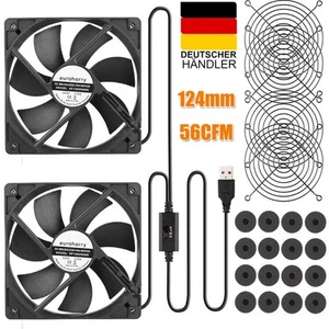 NOWY Podwójny wentylator PC Wentylator 124mm PC Wentylator obudowy Wentylator 5V USB DE - Zdjęcie 1 z 16