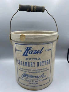 VTG RED WING STONEWARE HAZEL CREAMERY BUTTER 5 LB CROCK HAZEL PURE FOOD CHICAGO - Picture 1 of 7