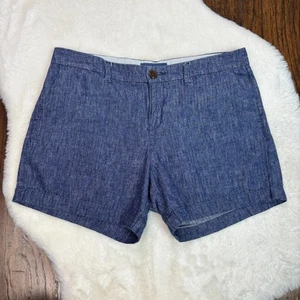 Old Navy Everyday Shorts 6 Blue Linen Blend Mid-Rise Women's Casual - Picture 1 of 11