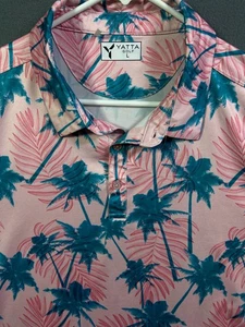 Yatta Golf Uomo Standout Performance Golf Polo Shirt Grande Tropical Hawaiian Camp - Foto 1 di 8