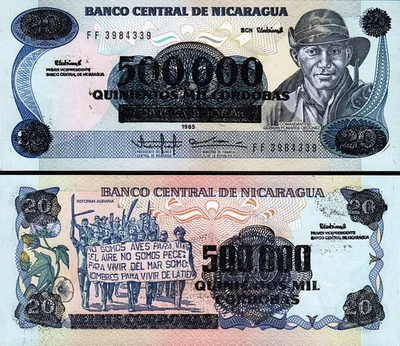 Nicaragua 500000 on 20 Cordobas 1990, UNC, P-163 - Image 1 of 3