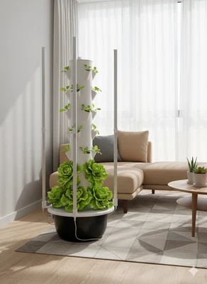 Sistema de torre de cultivo aeropónico vertical - 28 plantas de capacidad hidroponía interior Foto 1 de 4