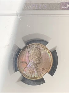 1916 NGC MS 64 BN Lincoln Wheat 1c Cent Iridescent Toning Dual Side Purple Green - Picture 1 of 14