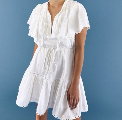 OFF WHITE Farm Rio Off White Mini Abito 3D Fiore Cinch Vita Grande