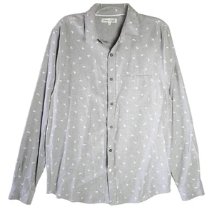 Camicia uomo Sovereign Code taglia L grigia uccellini manica lunga con bottoni - Foto 1 di 15
