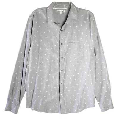 Sovereign Code Mens Size L Shirt Gray Birds Long Sleeved Button Up - Image 1 of 4
