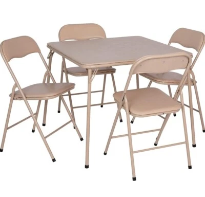Flash Furniture Madison Folding Table Set 33.5" x 33.5" Tan (JB1TAN) - Image 1 of 4