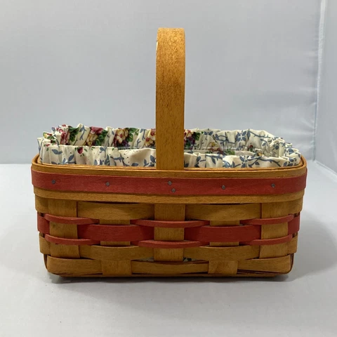 Longaberger 1994 Mothers Day Basket 16004 White Floral Liner Protector Vintage Cover