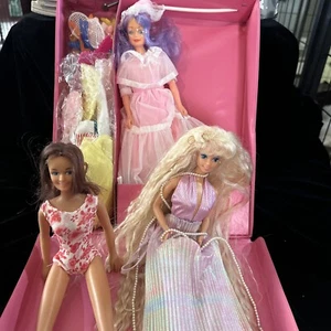 Vtg Mattel Barbie Pink Carrying Case Vinyl 1985 Fashion Doll Wardrobe Trunk READ - Picture 1 of 17