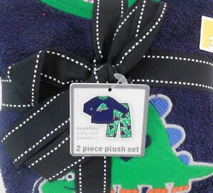 Healthtex 2 Piece Plush Set Cozy Soft Pajamas PJ Green Sapphire Dino Size: 12m